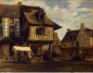 Rousseau Theodore Market-Place in Normandy  - Hermitage